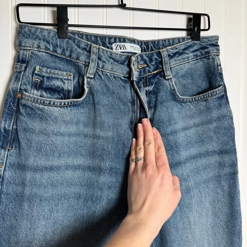 ZARA High Rise Z1975 Straight Leg Jeans Medium Wash Denim Women’s Size 6 - Picture 9 of 11